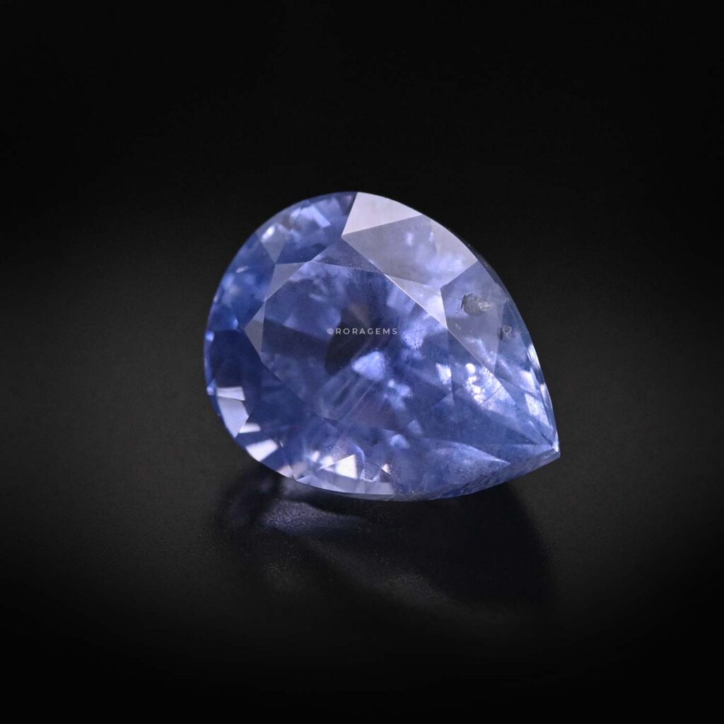 Pastel blue sapphire pear shape natural Ceylon gemstone for astrology and jewellery