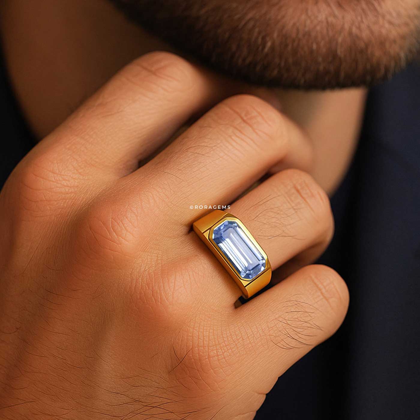 Perfect gift for him gold jewellery with ceylon sapphire blue custom made ring in colombo sri lanka