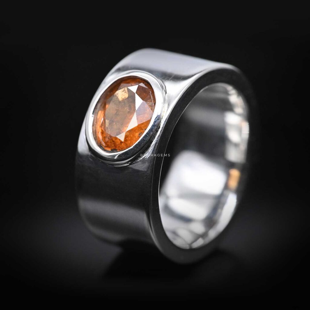 Looking for Orange Hessonite Garnet from Ceylon? – ගෝමේද ගල් set in a custom silver Rahu astrology ring (රාහු ජ්‍යොතිෂ මුදුව) crafted for a customer in Colombo