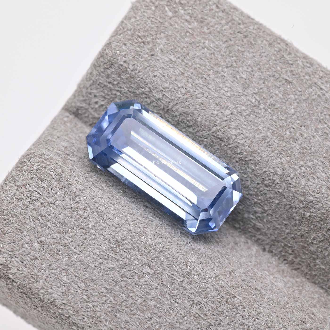Elongated rectangular cut natural blue sapphire 5 ct, step cut gemstone for rings or pendants