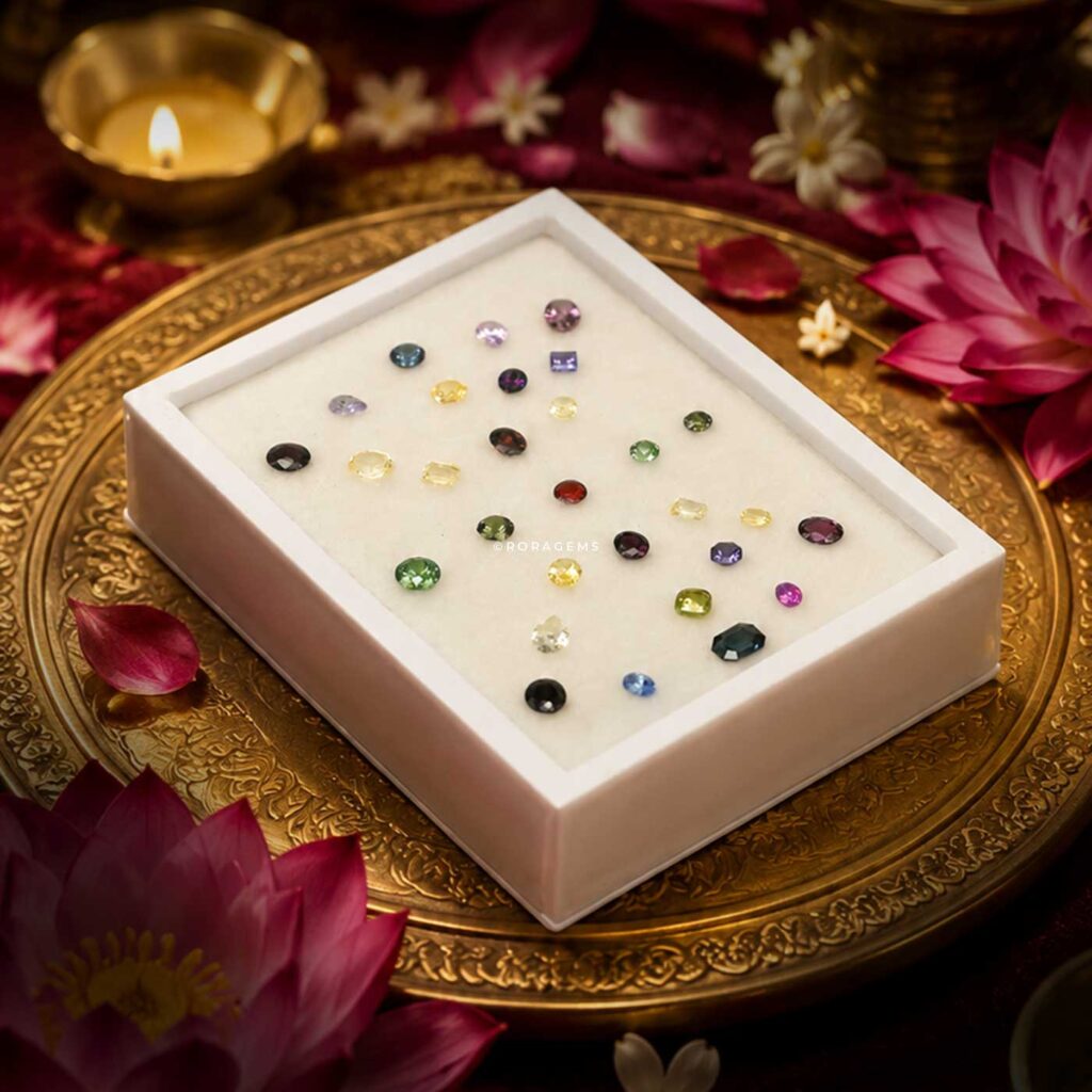 gemstone collection box designed for Buddhist puja offerings sacred rituals and spiritual use in Sri Lanka