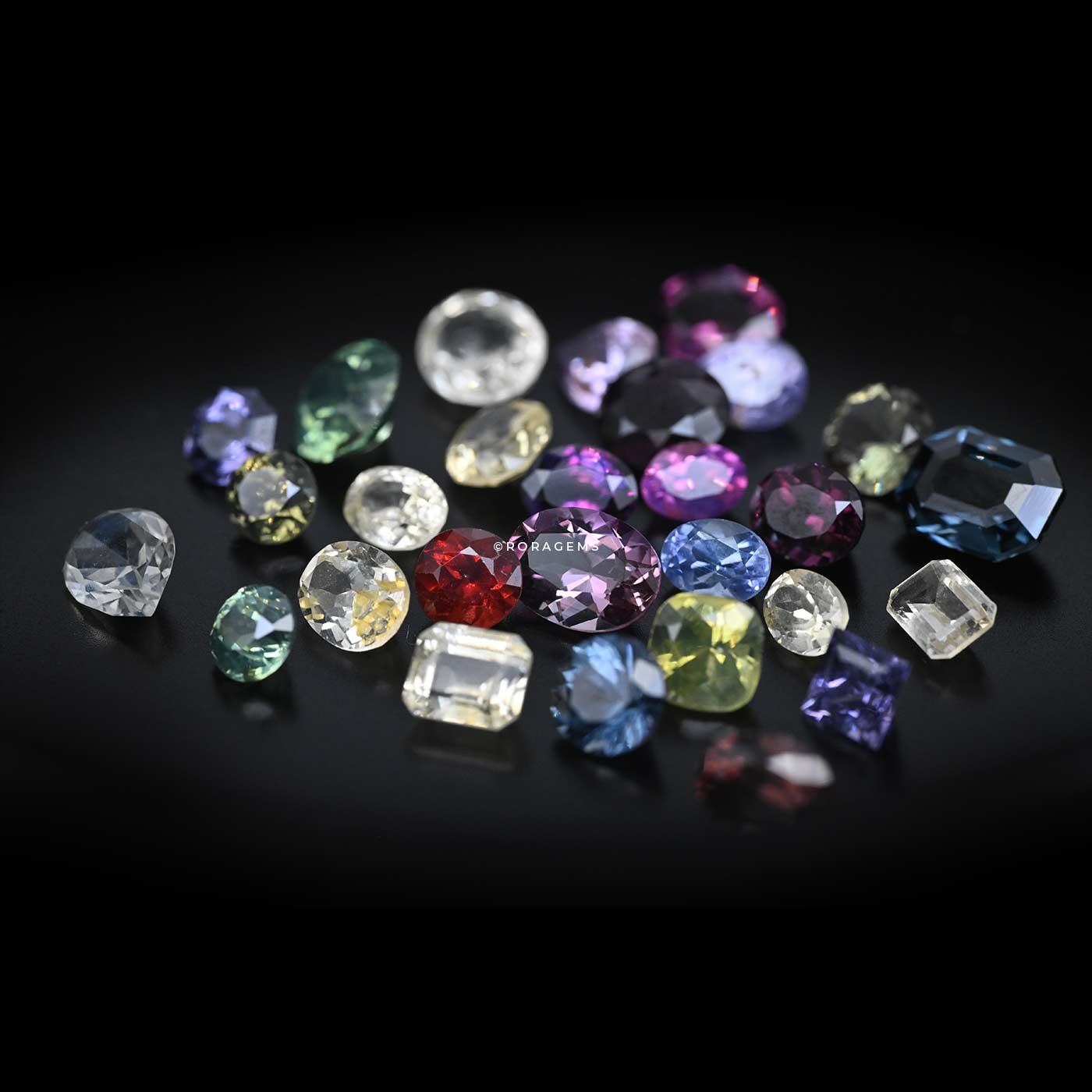 High quality Ceylon gemstone assortment box with colorful polished natural gemstones for collectors and gem lovers