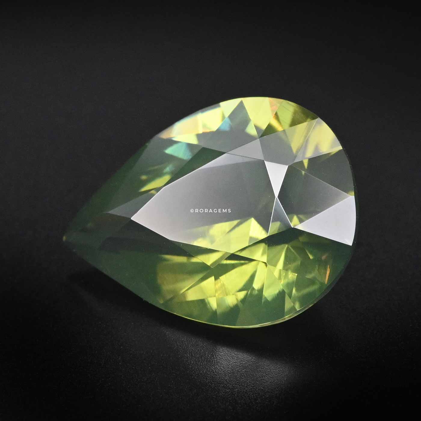 green zircon 8 carats pear-shaped drop cut green gemstone for pendants, bespoke jewelry creations, best for green color gem searches