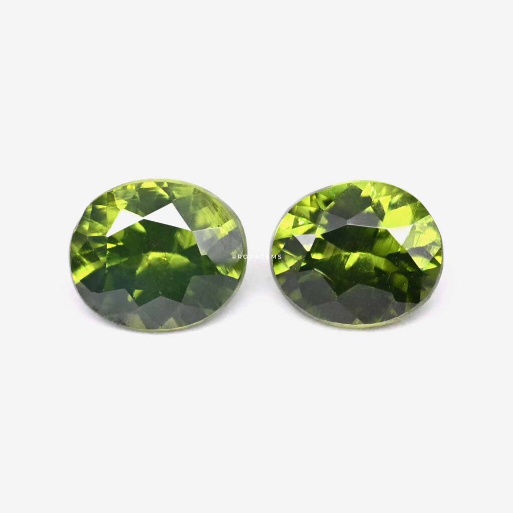 Matching green Zircon gem stones suitable for earrings and ear studs buy in borella colombo 7 ward place